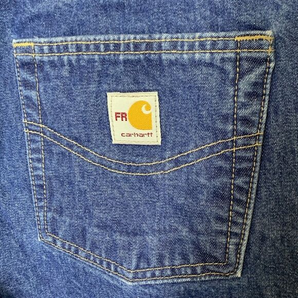 Carhartt Flame Resistant Blue Medium Wash Relaxed Fit Signature Jeans 30 X 32 - Picture 6 of 13
